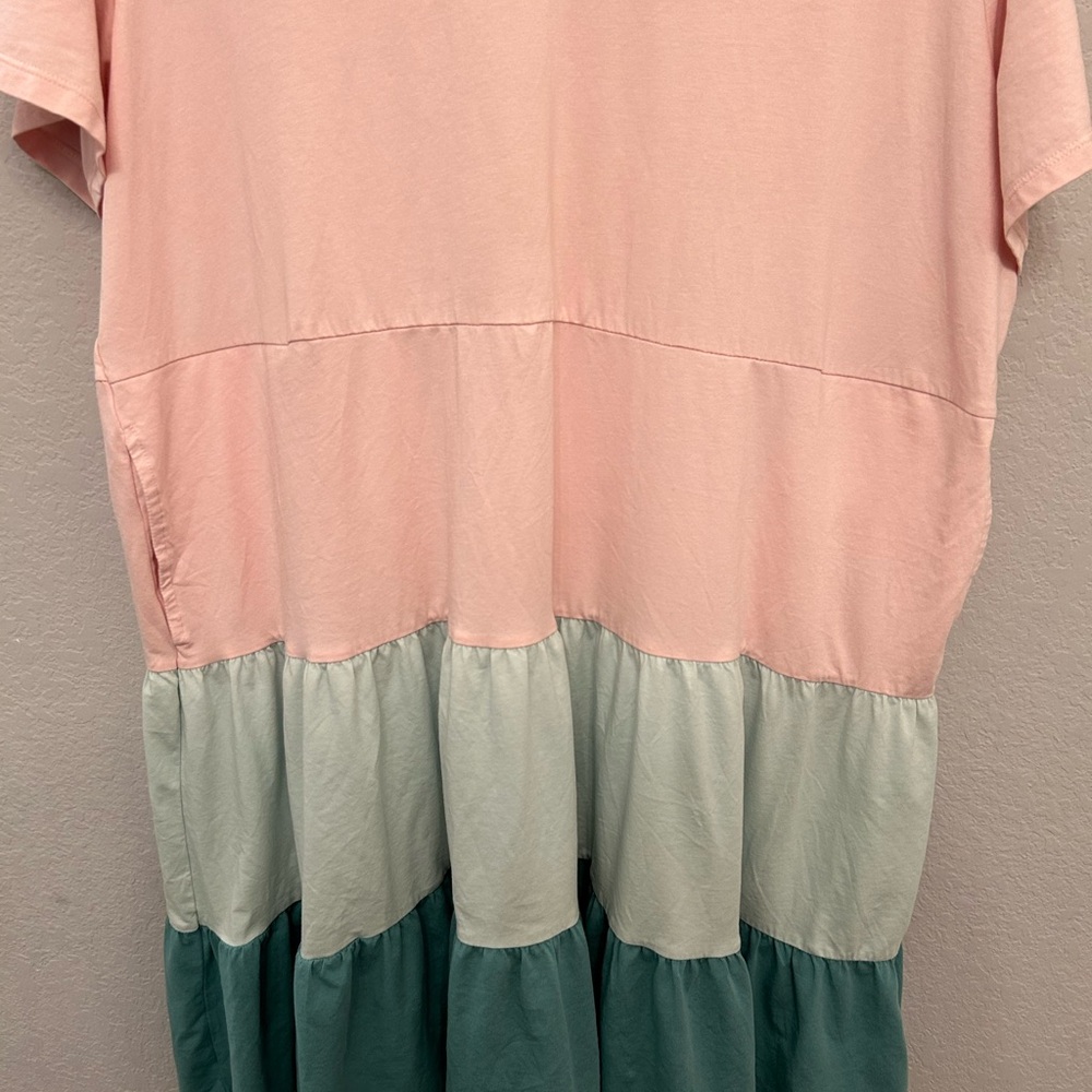 Pink and Teal Colorblock Dress - Picture 3 of 10